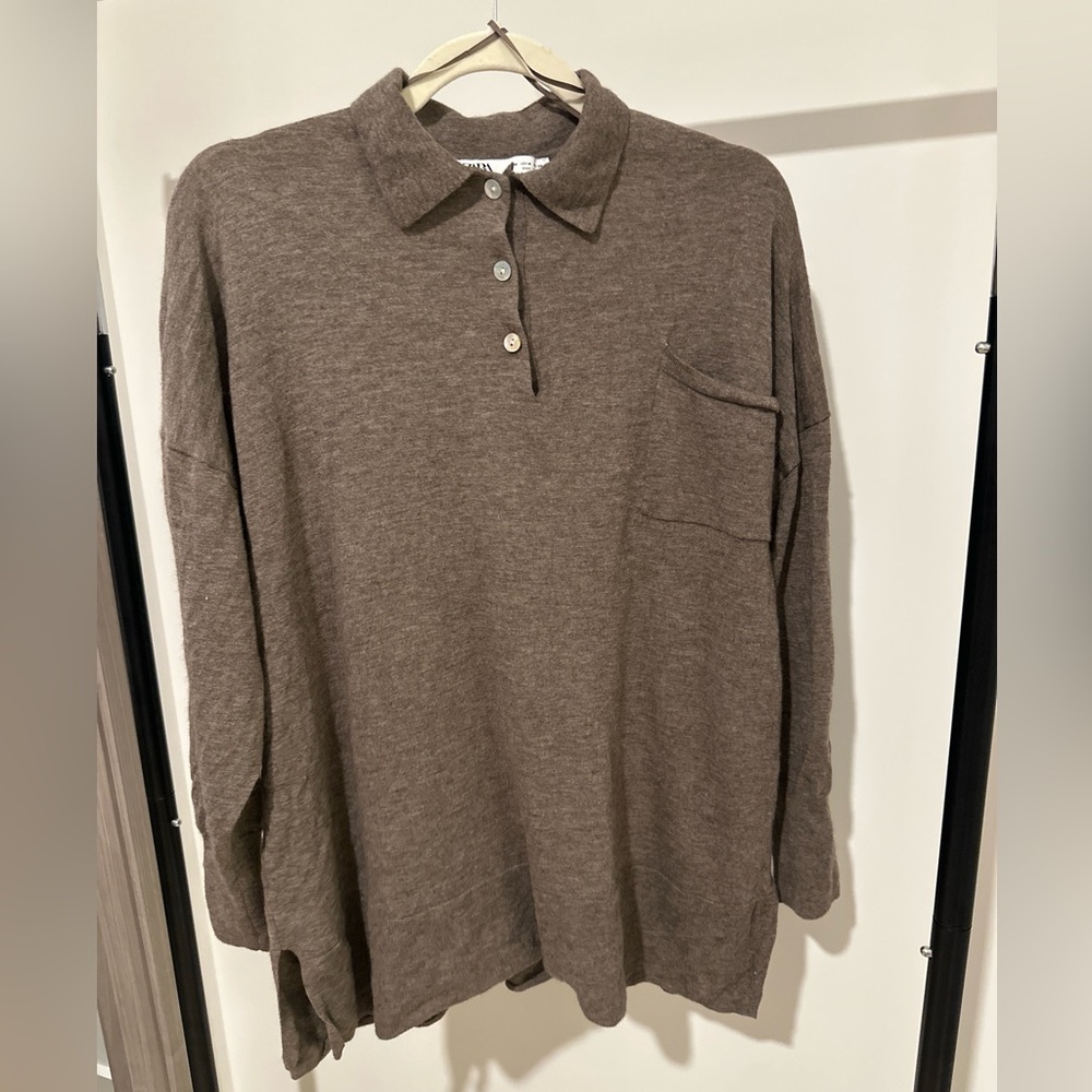 Zara Cashmere Taupe Oversized Men's Sweater